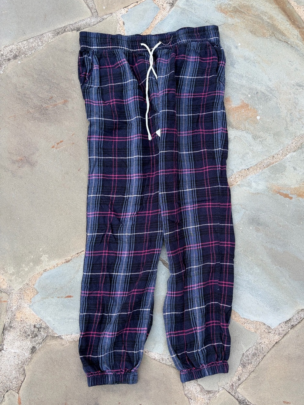 Gapbody XS Plaid Drawstring Lounge Pants - Navy & Burgundy